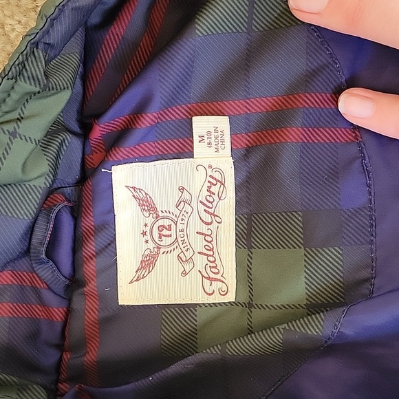 Blue Red and Green Plaid Hipster Winter Coat - Picture 3 of 4